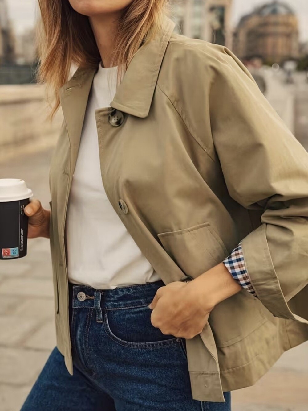 Daily Commute Casual Versatile French-style Relaxed Short Trench Coat
